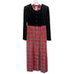 Vintage 80s 90s R & M Richards Red and Black Plaid Midi Dress 6 Made in the USA