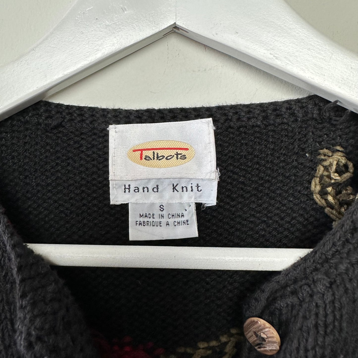 Vintage 90s Talbots Hand Knit Cardigan Sweater Cherries Small