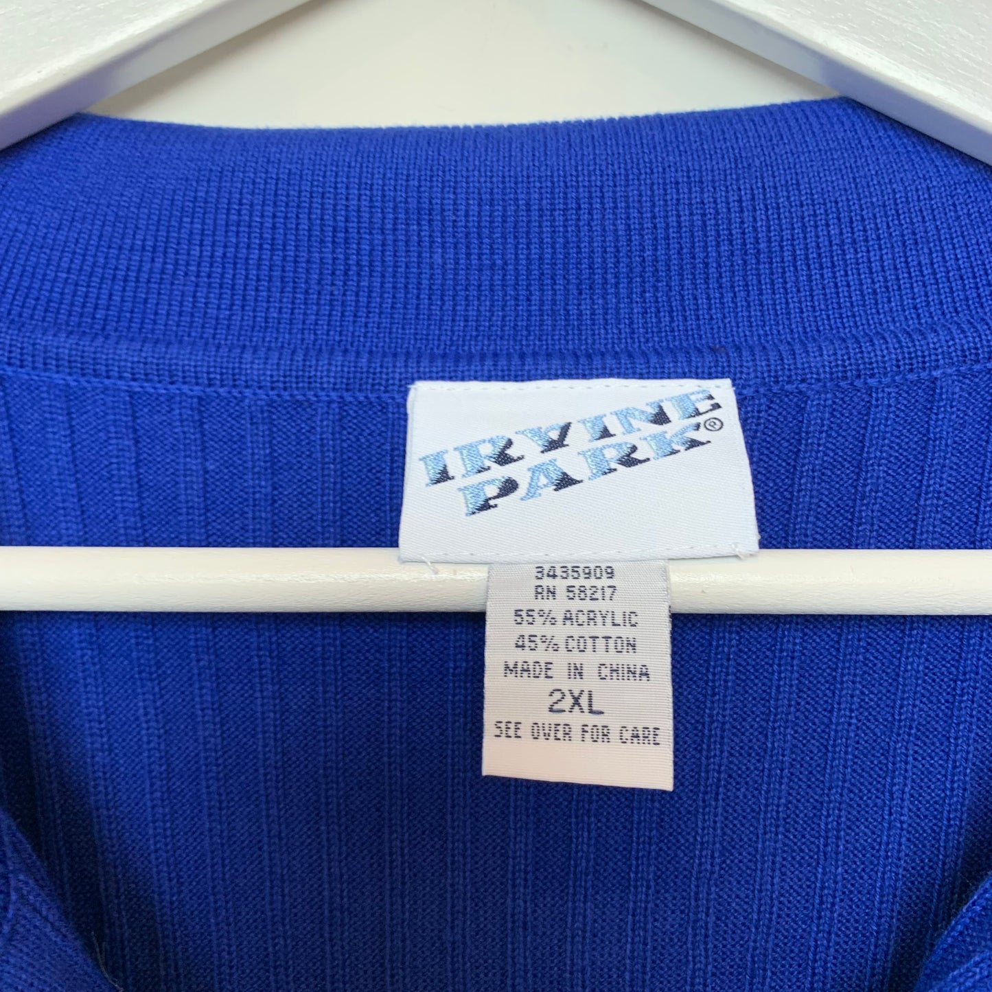 Vintage Irvine Park Knit Polo Sweater Royal Cobalt Blue 2XL