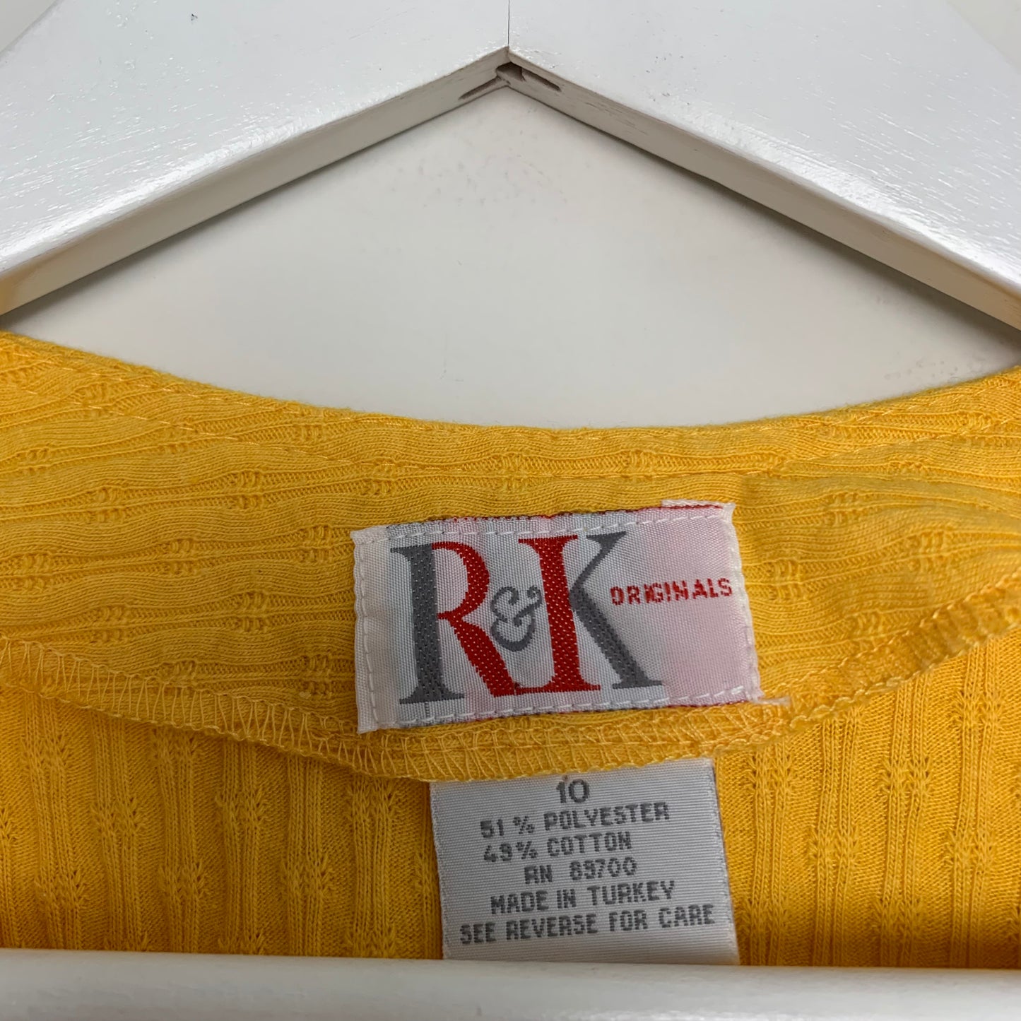 90s R&K Originals Yellow Cropped Blouse Shell button Down 10
