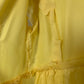 Vintage 70s Yellow Juliet Dress Gown Short Sleeve Daisy Flower Embroidery