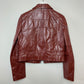 Vintage 80s Wilsons Maroon Leather Cropped Moto Jacket Small