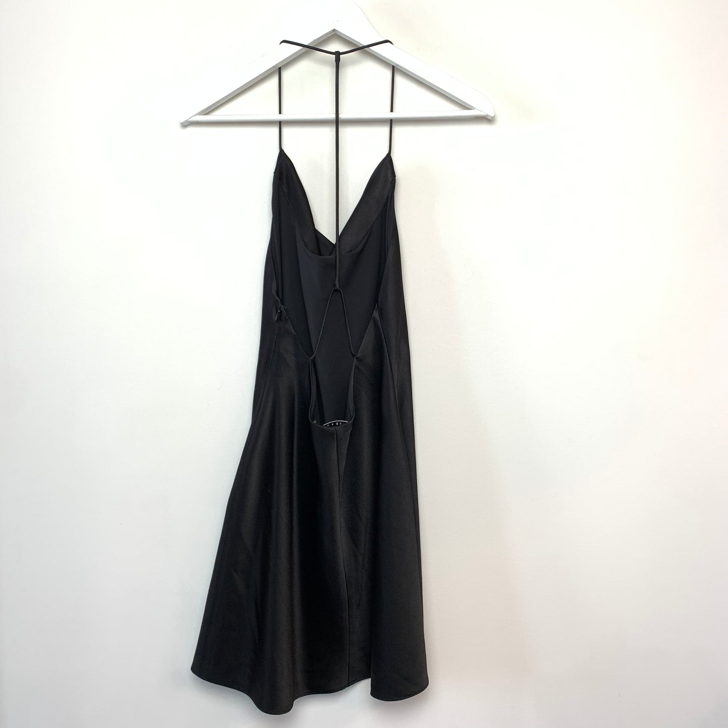 Alice + Olivia Dabney Black Draped Back Mini Dress Cowl Neck Slip Dress