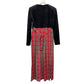 Vintage 80s 90s R & M Richards Red and Black Plaid Midi Dress 6 Made in the USA