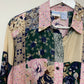 Vintage 90s Backroad Blues Silk Patchwork Blouse Medium