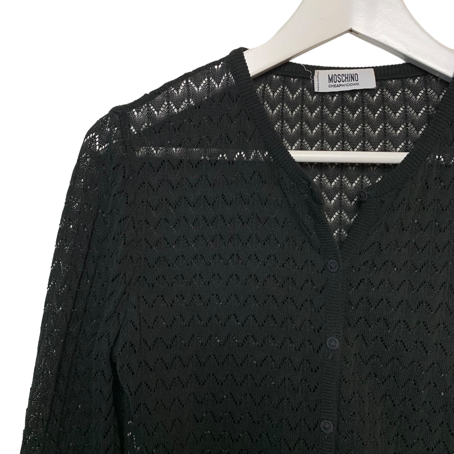 Vintage 90s Moschino Cheap and Chic Black Cardigan Sweater