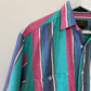 Vintage 90s Eddie Bauer Northwest Chambray Bold Striped Short Sleeve Button Down Cotton Medium