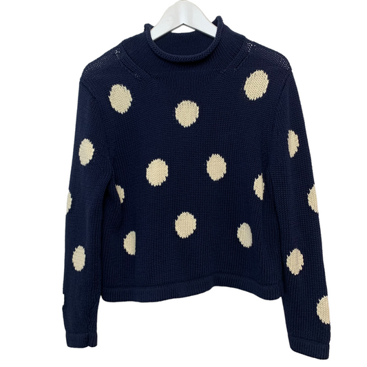 Retro J. Crew Always Polka Dot Cropped Sweater Rollneck Cotton Medium