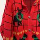 Vintage 80s Sweater Loft NY Scottie Dogs Red Christmas Cardigan Sweater Made in the USA Medium