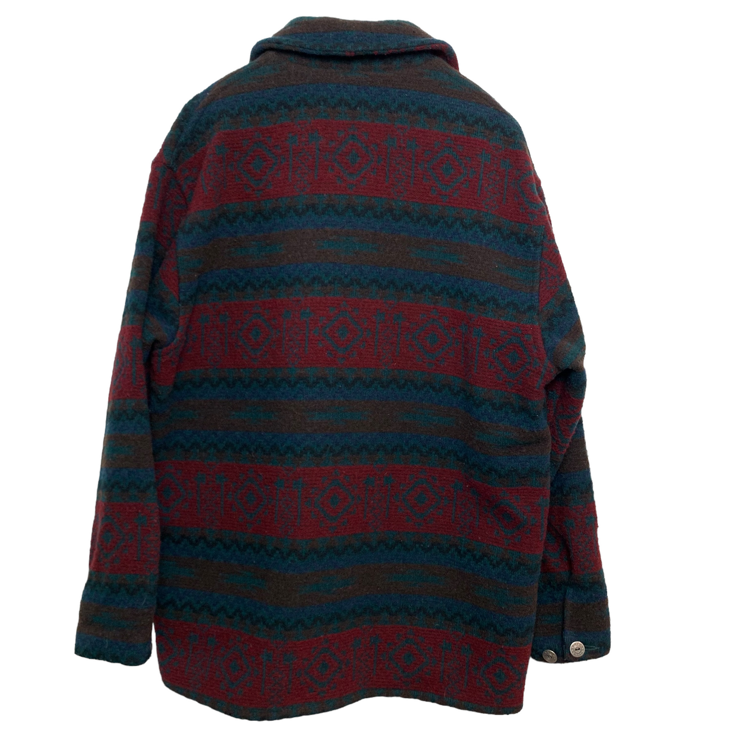 Vintage Woolrich Wool Blend Coat Medium Aztec Western Print Red Green