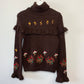NWT Anthropologie Allison Brown Turtleneck Sweater with Embroidered Flowers XS