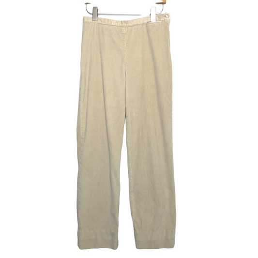 90s Liz Claiborne High Rise Corduroy Trouser Pants Cream 29 Inch Waist