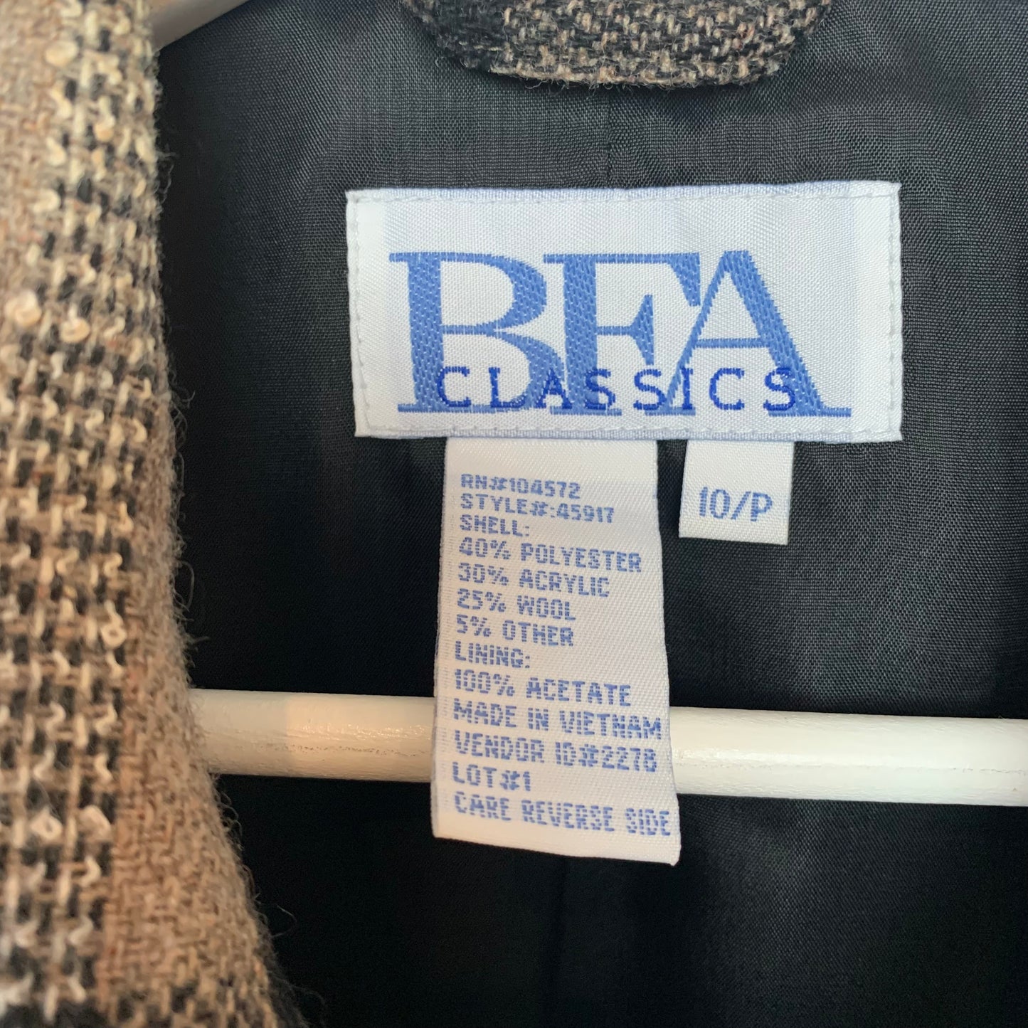 Vintage 90s BFA Classics Plaid Blazer Coat 10 Petite