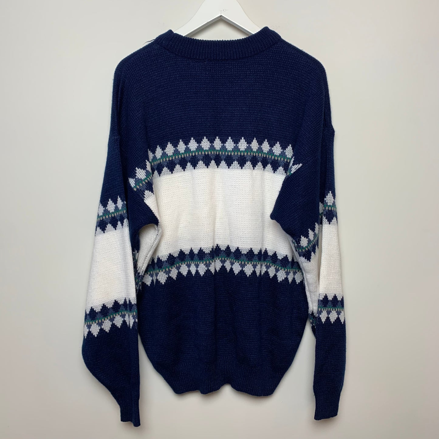 Vintage 80s Sears Fair Isle Sweater Chunky Knit Grandpa Pullover Crewneck XL