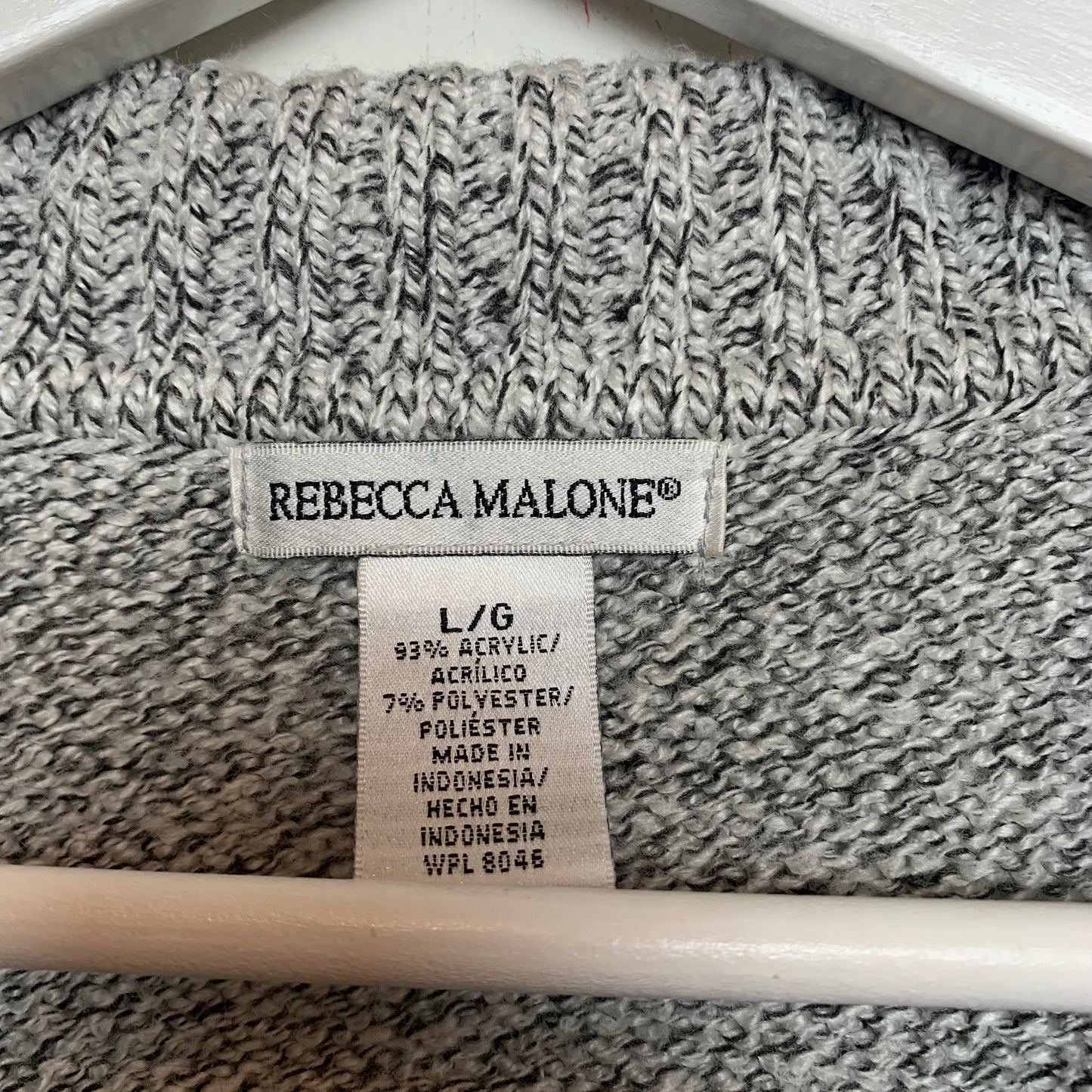 Rebecca Malone Collared Sweater Pullover Grey Space Knit Large