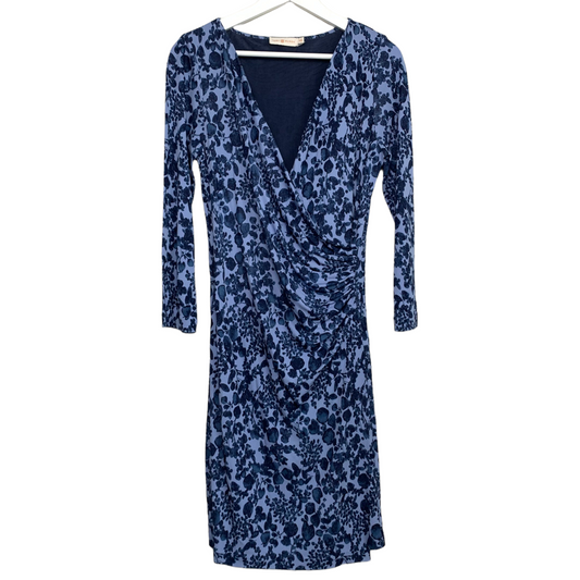 Tory Burch Michele Wrap Dress Size Medium Blue Floral