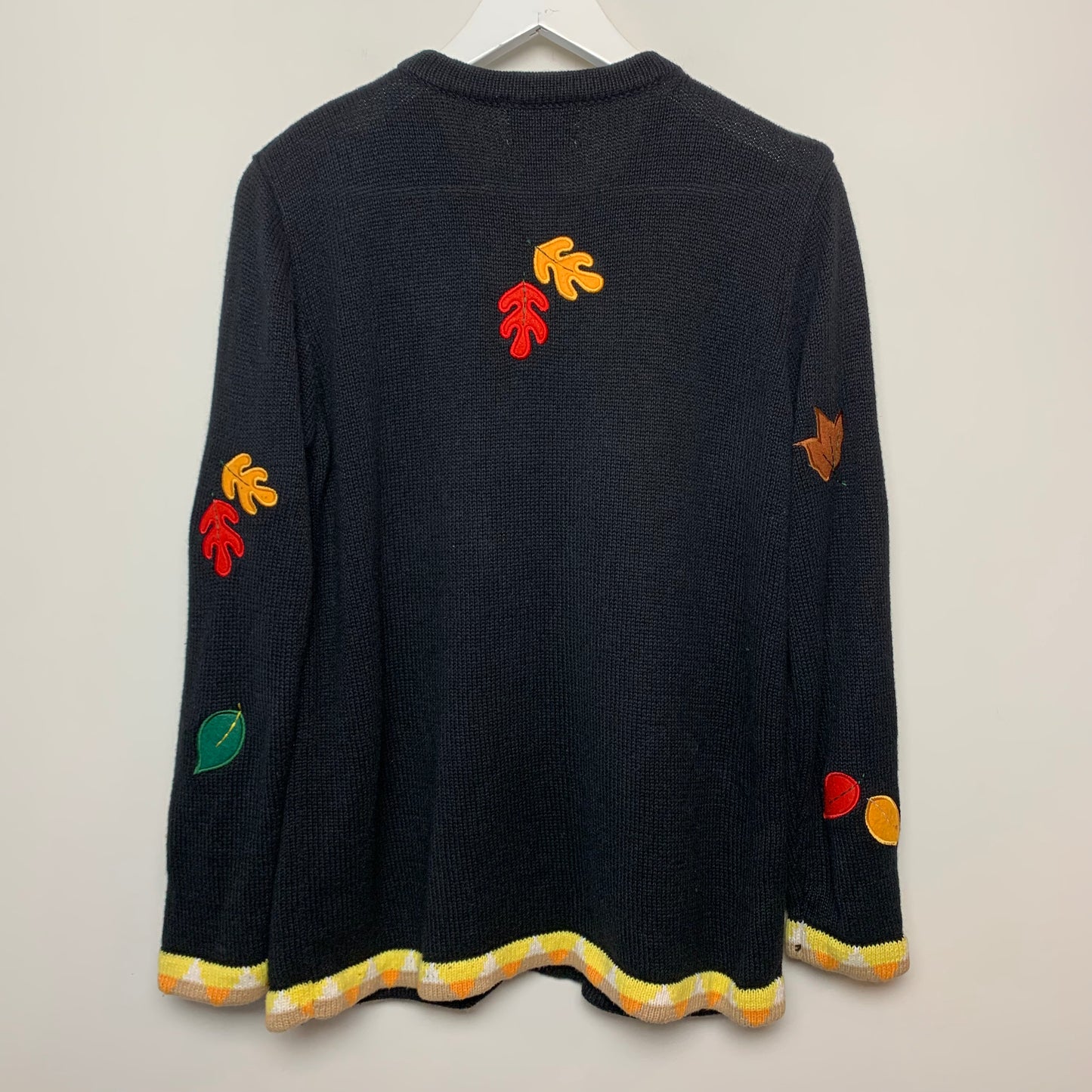 Vintage 90s The Quacker Factory Fall Autumn Greetings Cardigan Sweater Small