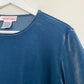 90s Talbots Velvet Velour Blue Short Sleeve Shirt Small Made in the USA