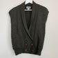 80s The Villager Wool Sweater Vest Double Breasted Wool Medium Olive Green