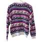 Vintage 90s Northern Isles Hand Embroidered Chunky Knit Sweater Cats, Flags, Hearts, Mouse Medium