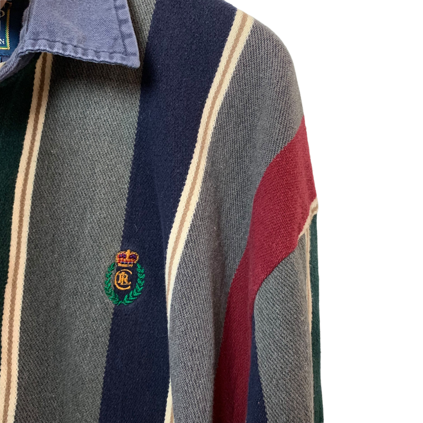 Vintage 90s Chaps X Ralph Lauren Collab Long Sleeve Striped Polo Shirt XL