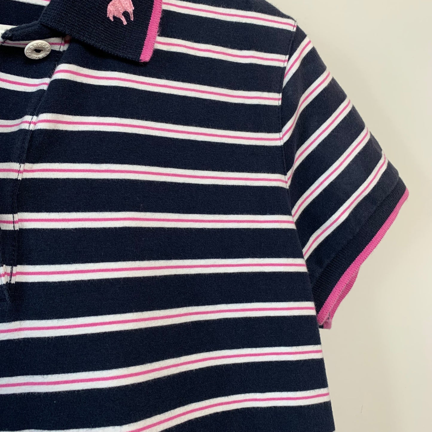 Brooks Brothers Polo Dress Pink and Navy Blue Striped Medium