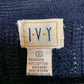 Vintage IVY Navy Blue Cable Knit Henley Sweater Chunky Knit Small