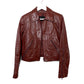 Vintage 80s Wilsons Maroon Leather Cropped Moto Jacket Small