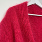 Vintage Knit Cardigan Sweater Deep V-Neck Long Sleeve Pink