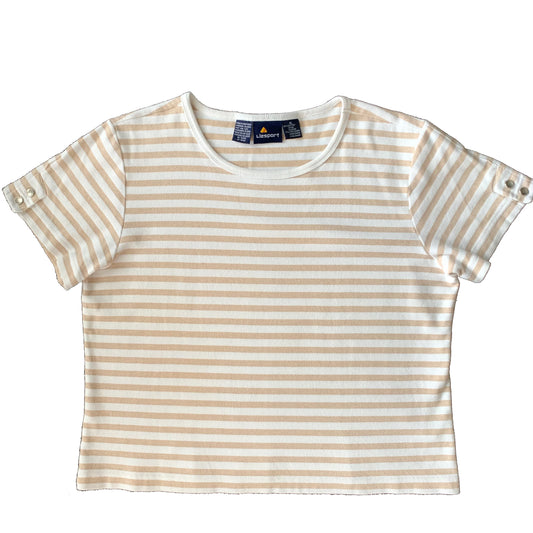 90s Liz Claiborne Striped Ribbed Knit Short Sleeve Tee XL