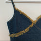 Y2K Blue Port Denim Jean Crop Top Open Back Cotton Medium Sleeveless