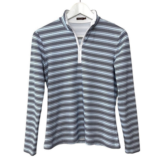 J. McLaughlin Bedford Quarter Zip Striped Top Long Sleeve Pullover Catalina S