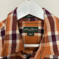 Eddie Bauer Plaid Flannel Shirt Jacket Shacket Medium Orange Maroon