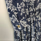 80s Breli Blue and White Dress Floral Gold USA 10 Fit flare Midi