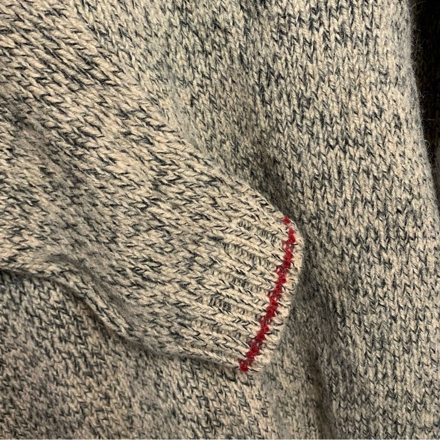 Vintage Eddie Bauer Chunky Knit Grandpa Sweater Beige Red Crewneck Pullover L