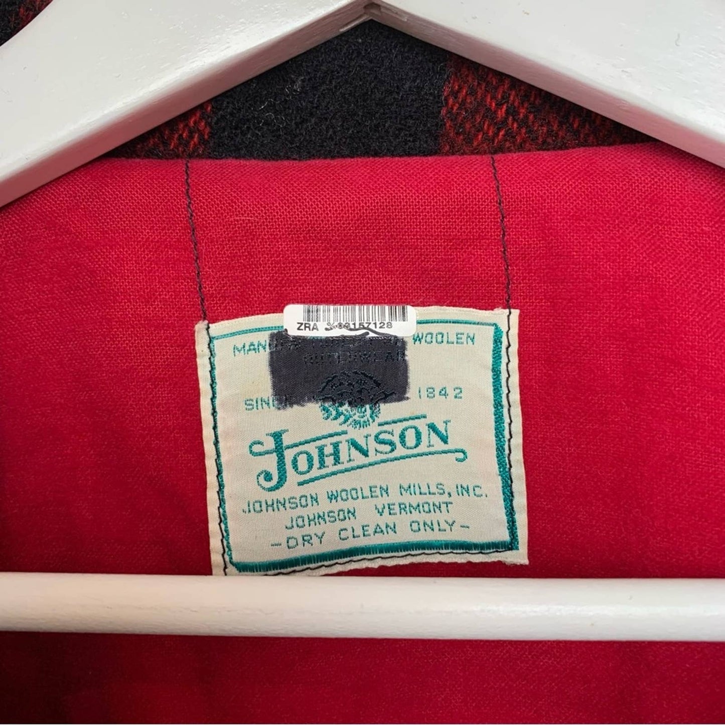 Vintage Johnson Wool Buffalo Plaid Bomber Jacket Red Black Checkered Small