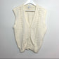 80s Tan F Jay Cream Knit Sweater Vest Pearl Buttons XL Grandpa Academia