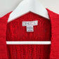 80s Baszio Red Chunky Knit Cardigan Sweater Button Down V Neck Large Cable