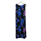 Vintage 90s Carol Anderson Black Floral Maxi Midi Dress XS Petite Blue Purple