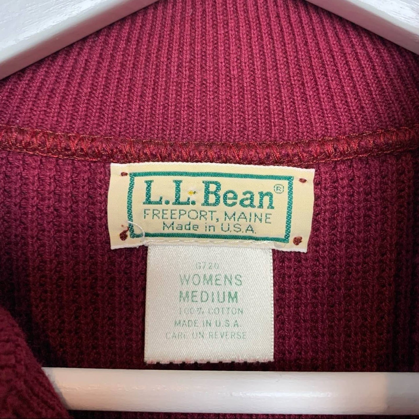 80s L.L. Bean Maroon Sweater Button Down Bib Pullover Crewneck 90s Medium
