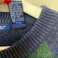 Vintage Izod 90s Argyle Chunky Knit Grandpa Sweater XL Cotton Oversized Blue