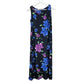 Vintage 90s Carol Anderson Black Floral Maxi Midi Dress XS Petite Blue Purple