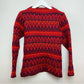Vintage Nordic Fair Isle Sweater Boatneck Pullover Chunky Knit XS