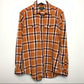 Eddie Bauer Plaid Flannel Shirt Jacket Shacket Medium Orange Maroon