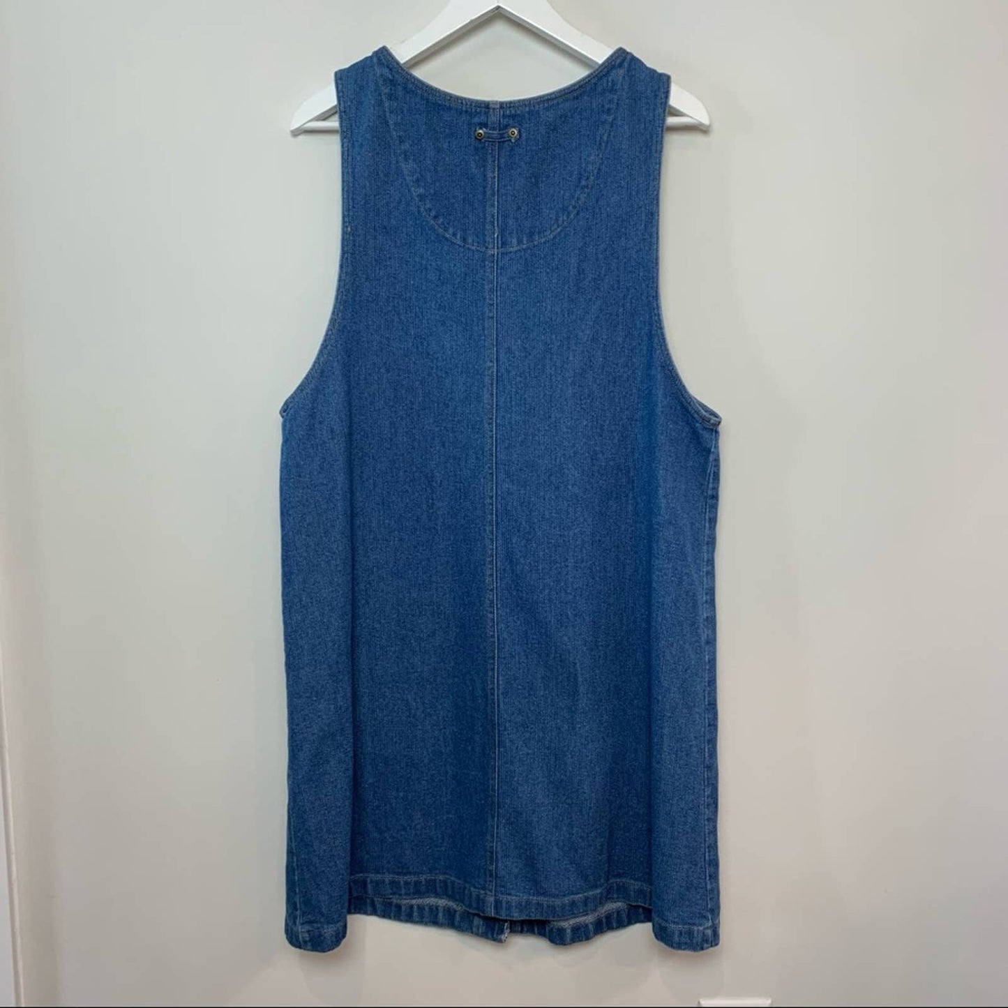 Vintage 90s Blue J. Denim Jean Jumper Dress Large Sleeveless Cotton