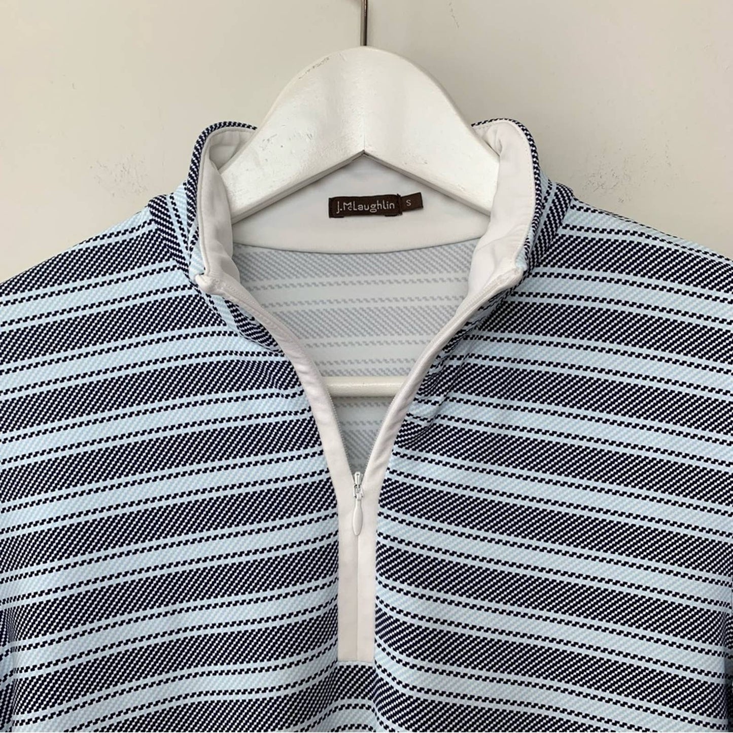 J. McLaughlin Bedford Quarter Zip Striped Top Long Sleeve Pullover Catalina S