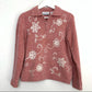 Alfred Dunner Pink Chenille Pullover Sweater Collared Collar Floral SP