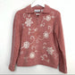 Alfred Dunner Pink Chenille Pullover Sweater Collared Collar Floral SP
