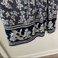 80s Breli Blue and White Dress Floral Gold USA 10 Fit flare Midi