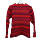 Vintage Nordic Fair Isle Sweater Boatneck Pullover Chunky Knit XS